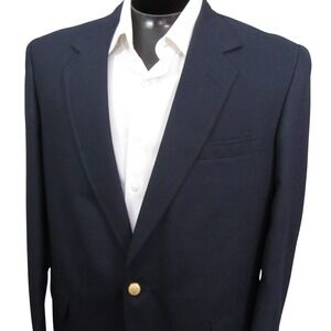 Gordon Thomas Classic Blue Blazer 42R Navy Gold Button Single Vent